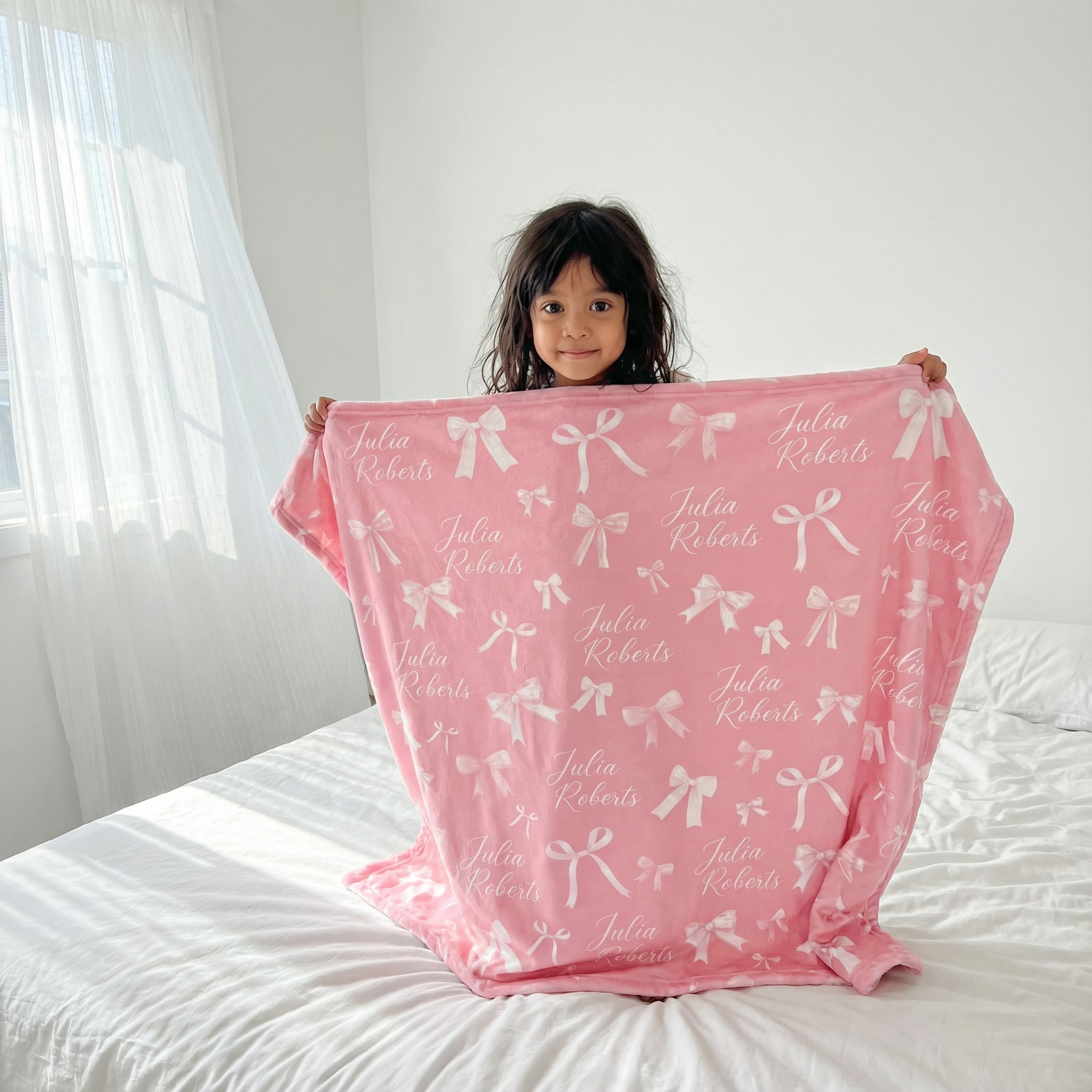 Personalized Blanket in Pink Coquette Bow