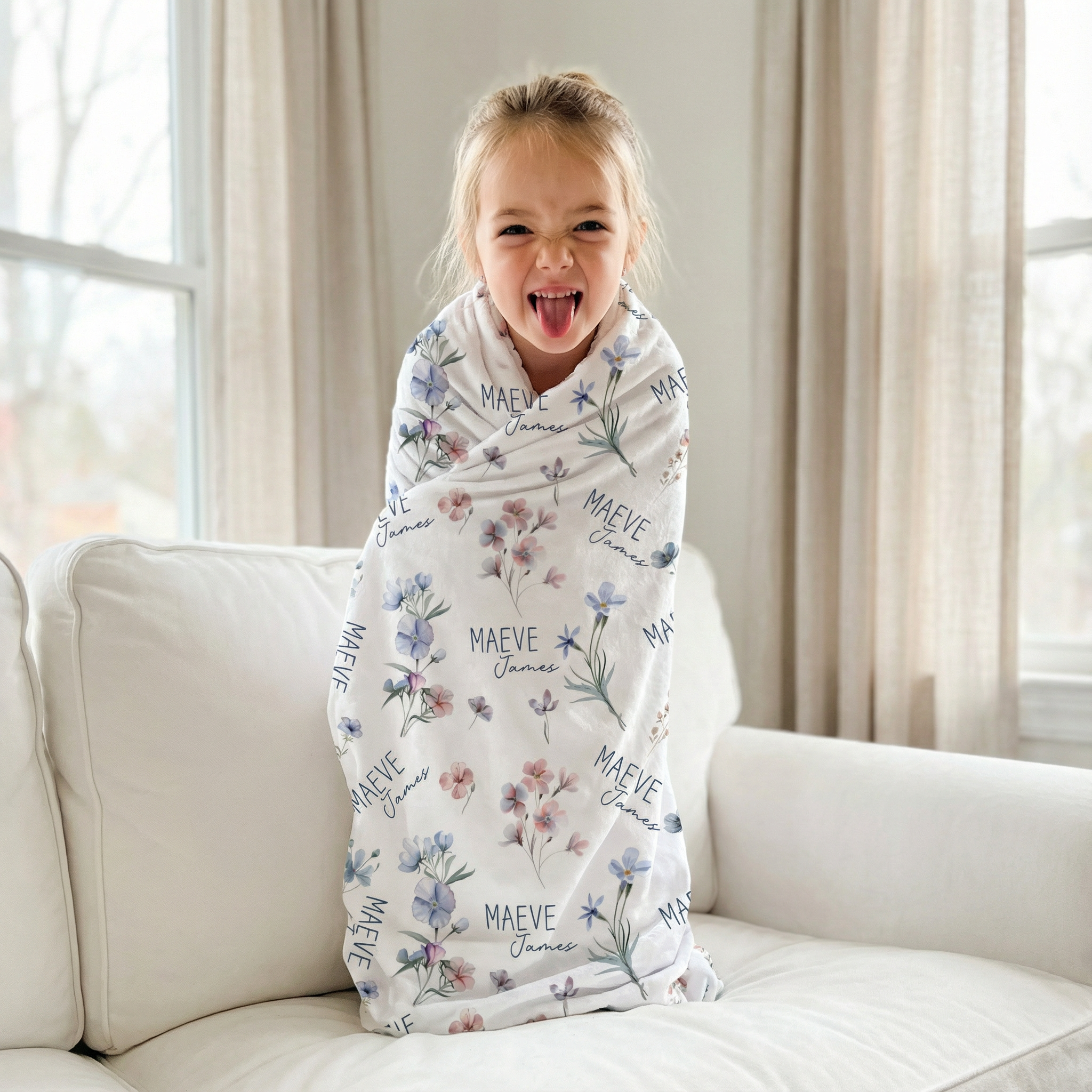 Personalized Blanket in Pretty Wildflower