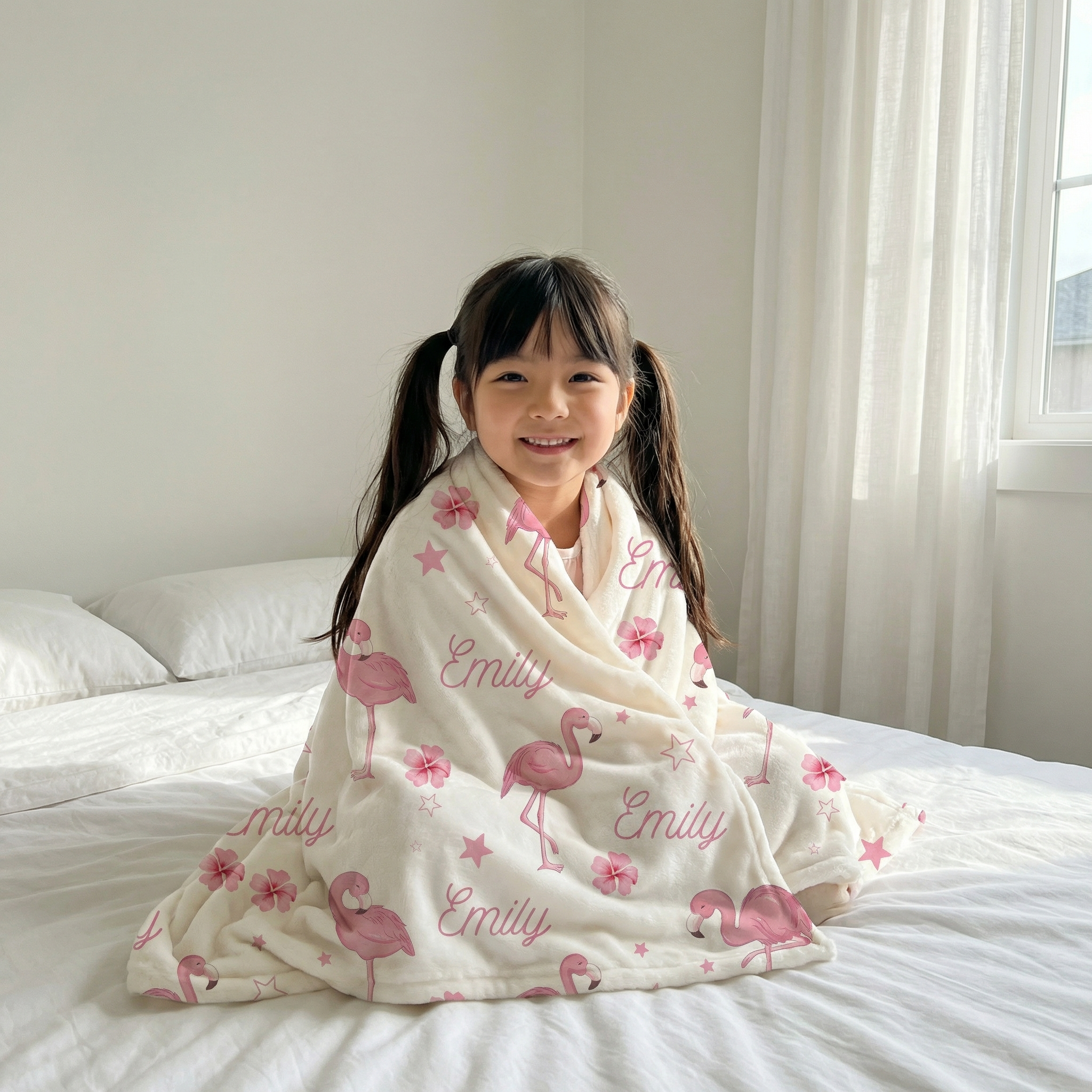Personalized Blanket in Flamingo