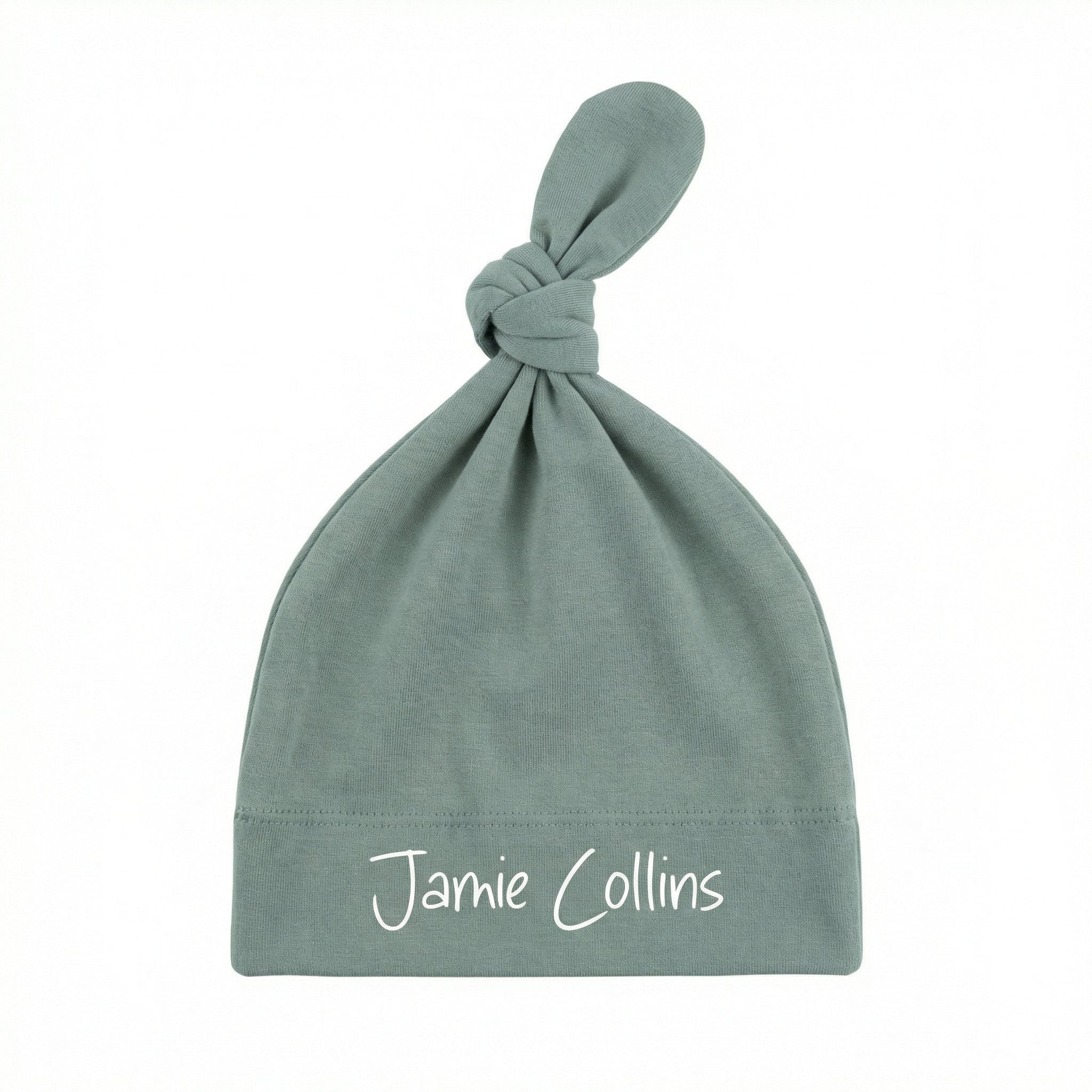 Personalized Knotted Hat in Mist Blue