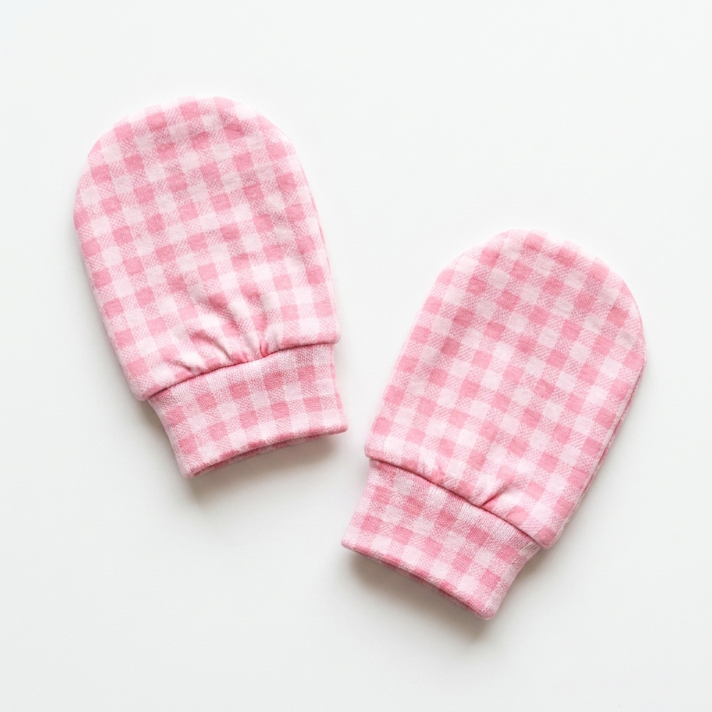 Mittens in Cherry Blossom Gingham