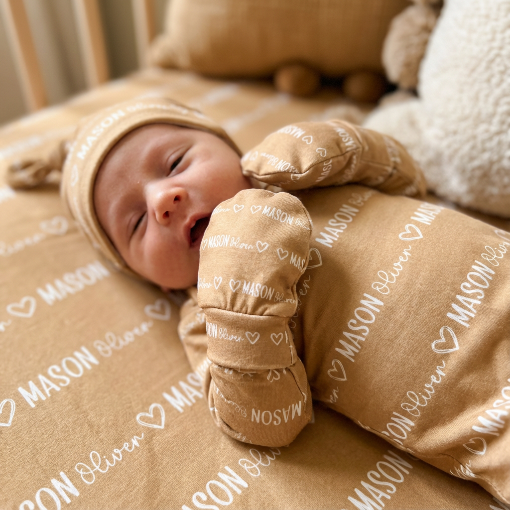 Mono Name Personalized Baby Mittens