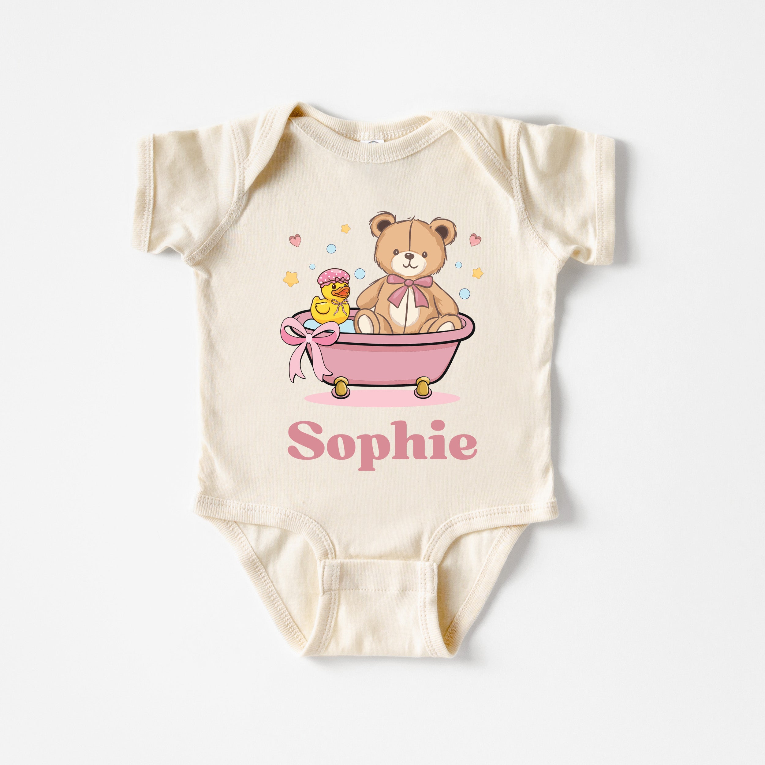 Personalized Bathtime Besties Pink Graphic Bodysuit