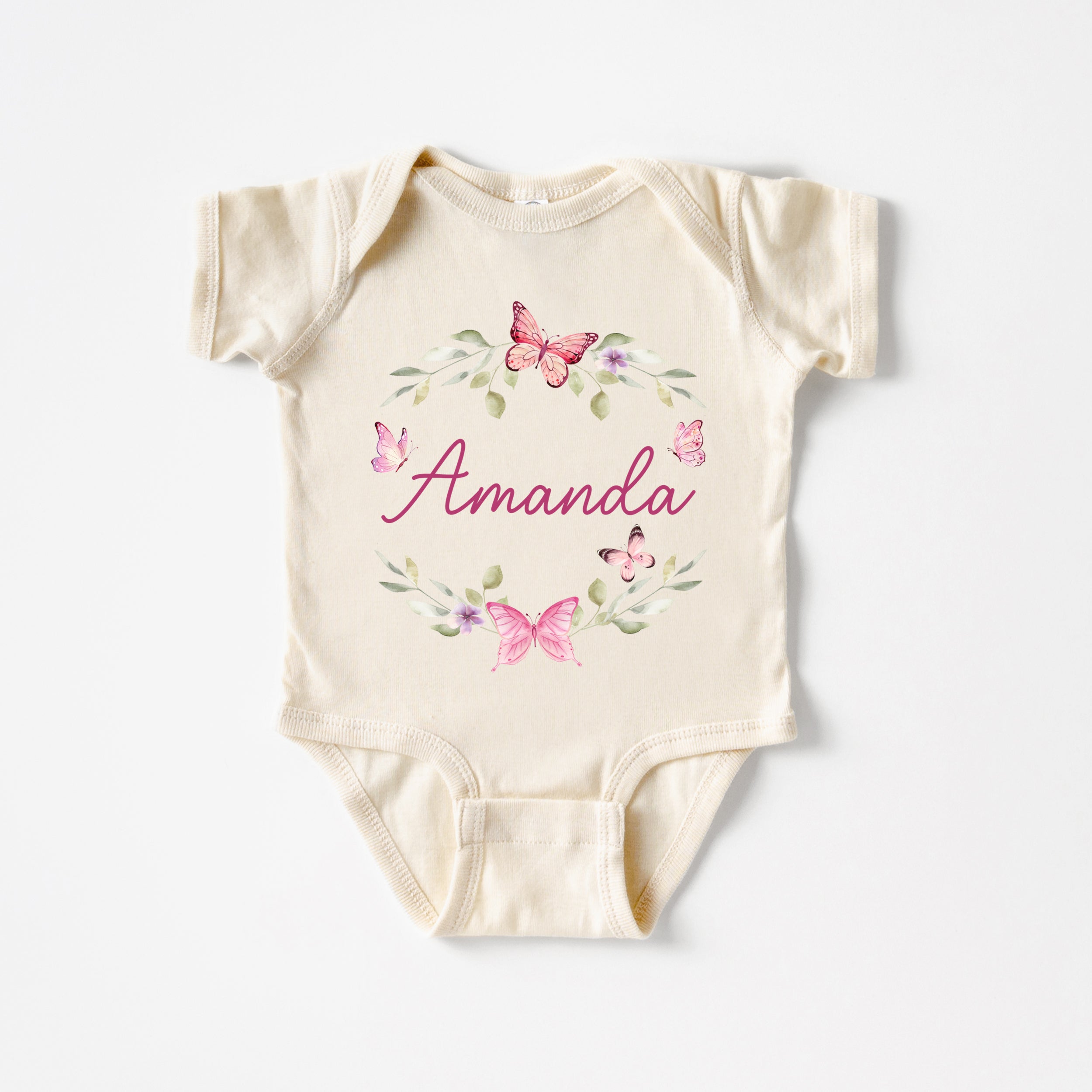 Personalized Bodysuit in Pink Butterfly