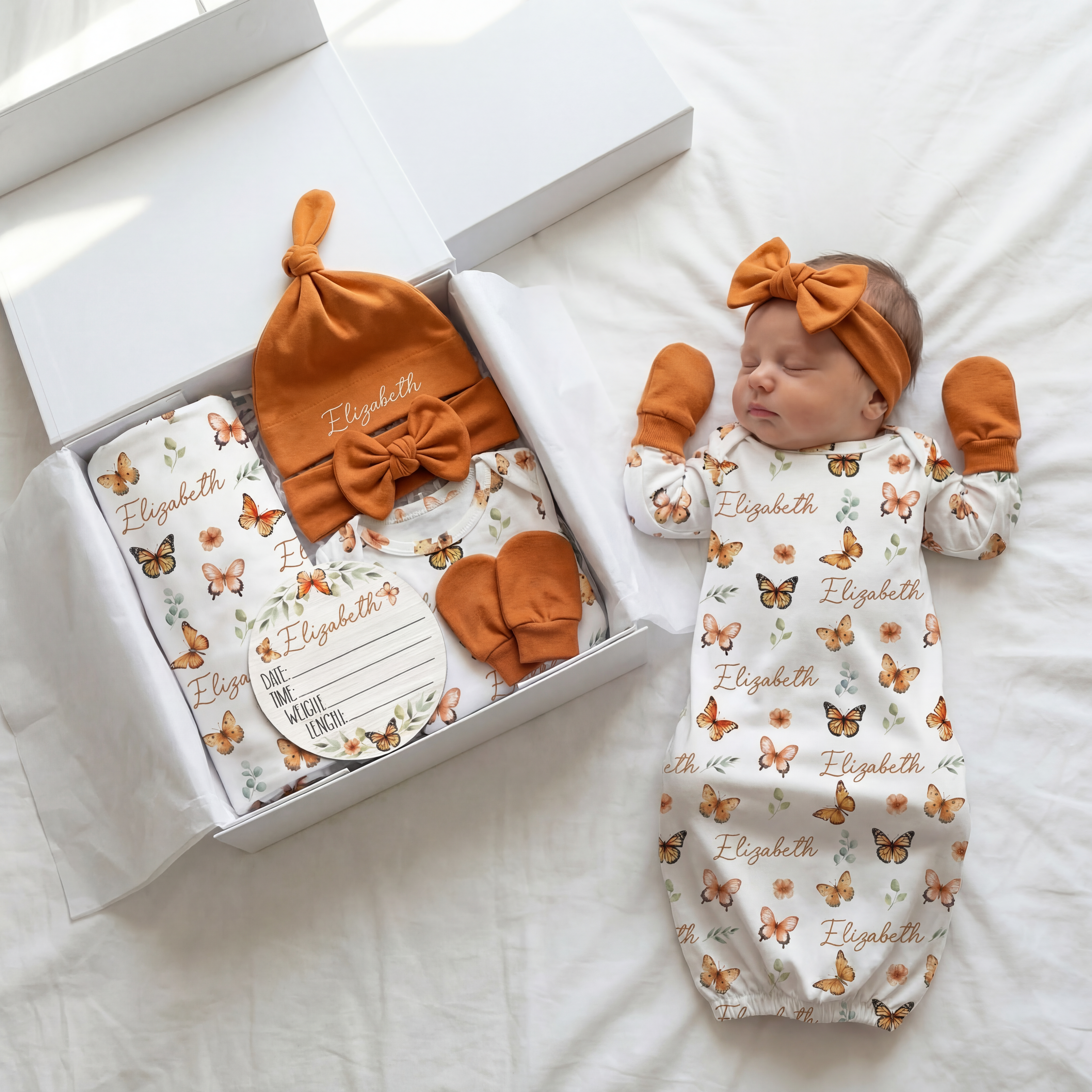 The Ultimate Baby Gift Set in Orange Butterfly