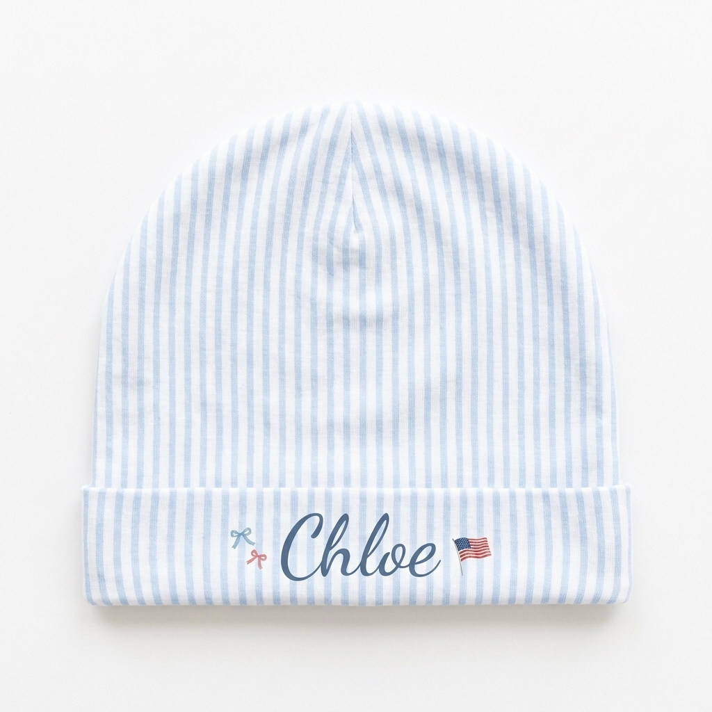 Personalized Beanie in Patriotic Stripe