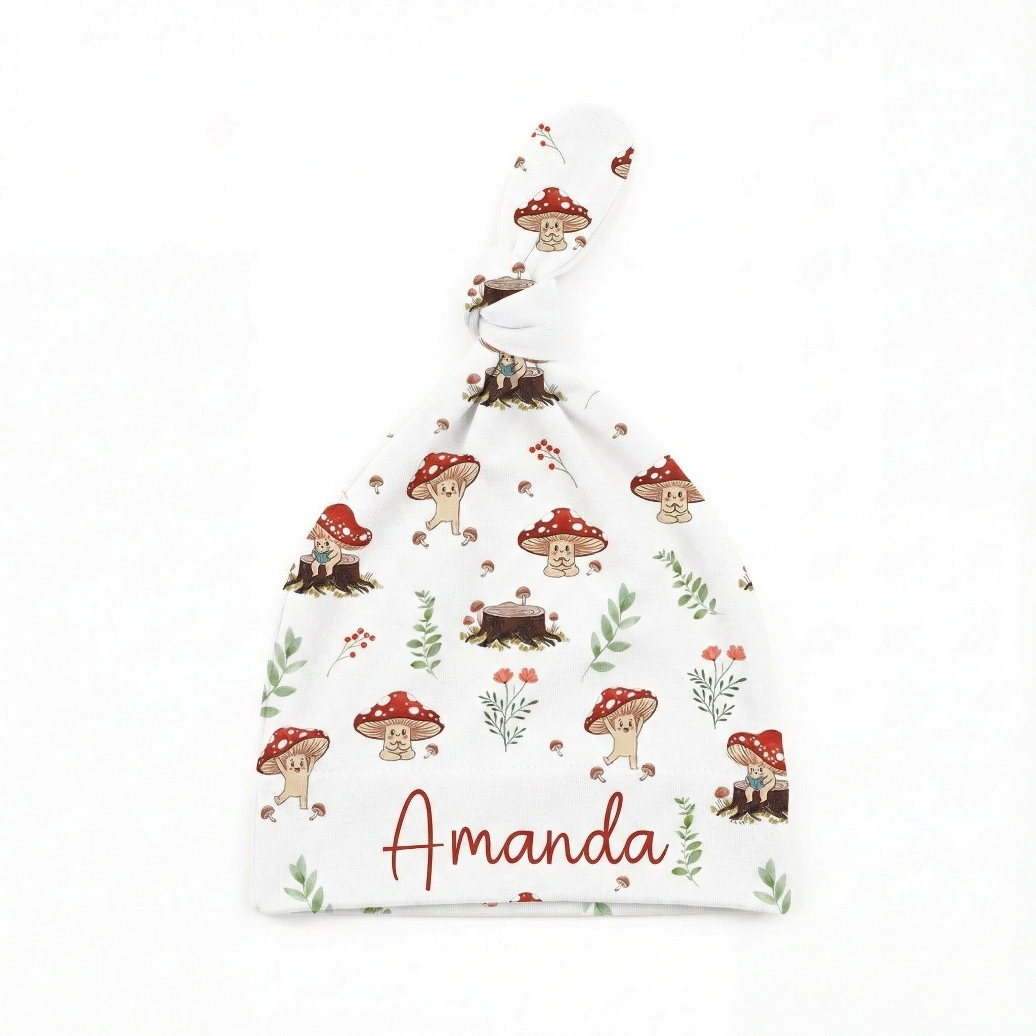 Personalized Knotted Hat in Mushroom