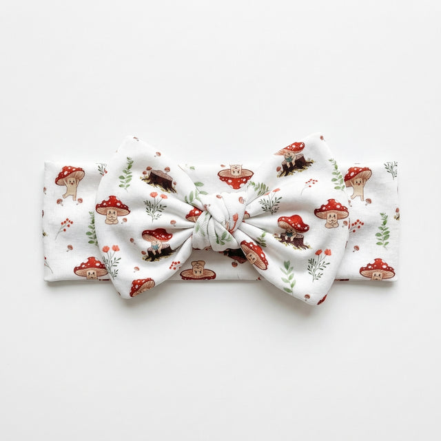 Personalized Bow Headband in Mushroom