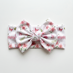 Personalized Bow Headband in Pink Lilys