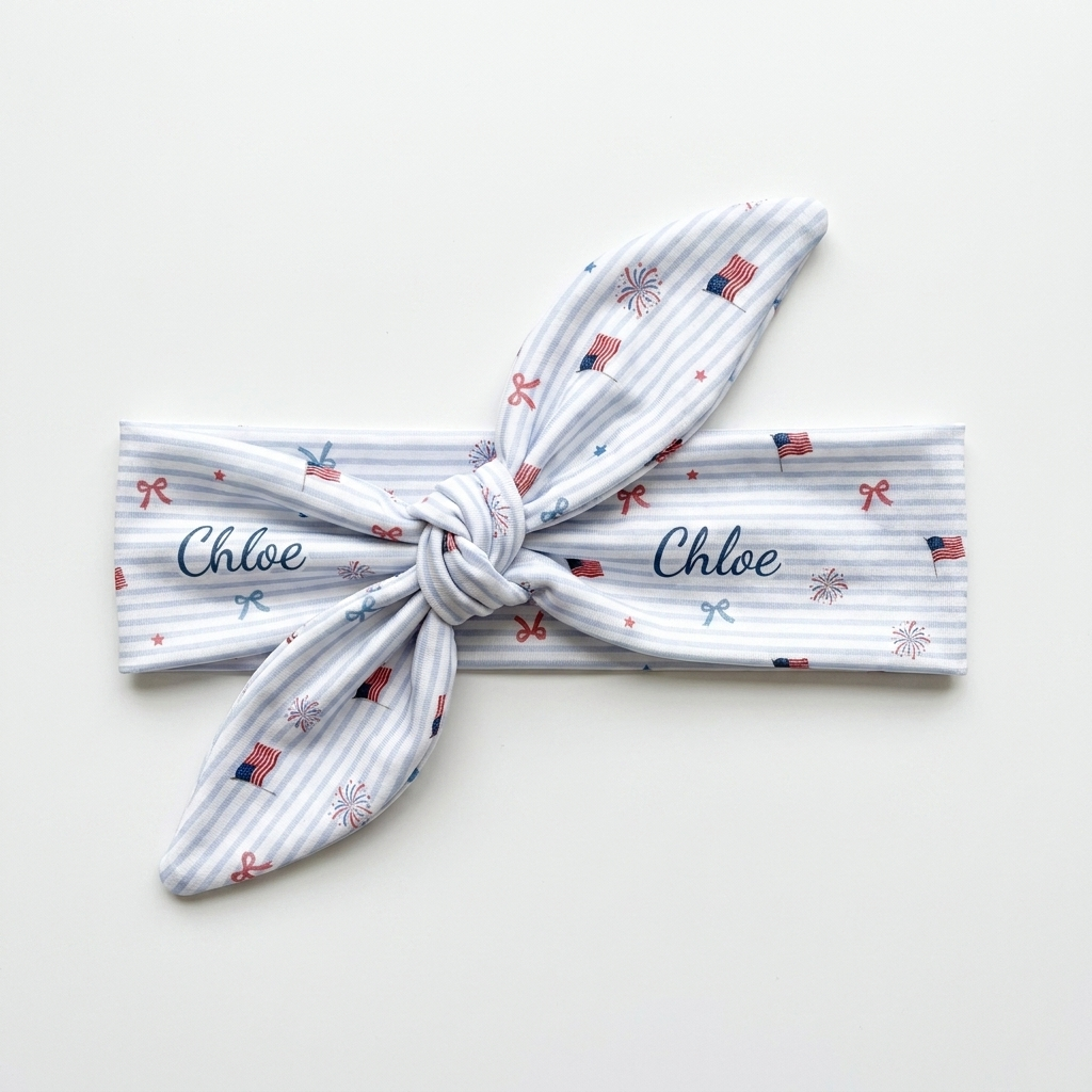 Personalized Knotted Headband in Patriotic