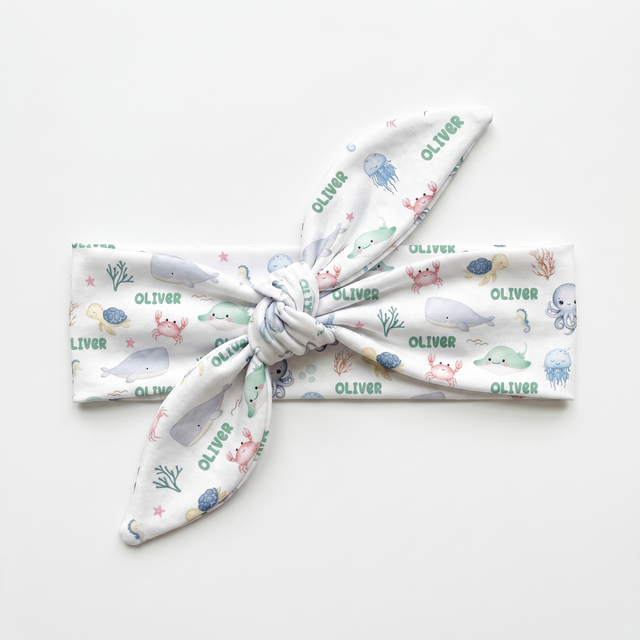 Personalized Knotted Headband in Sea Animals