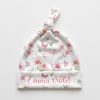 Personalized Knotted Hat in Pink Lilys
