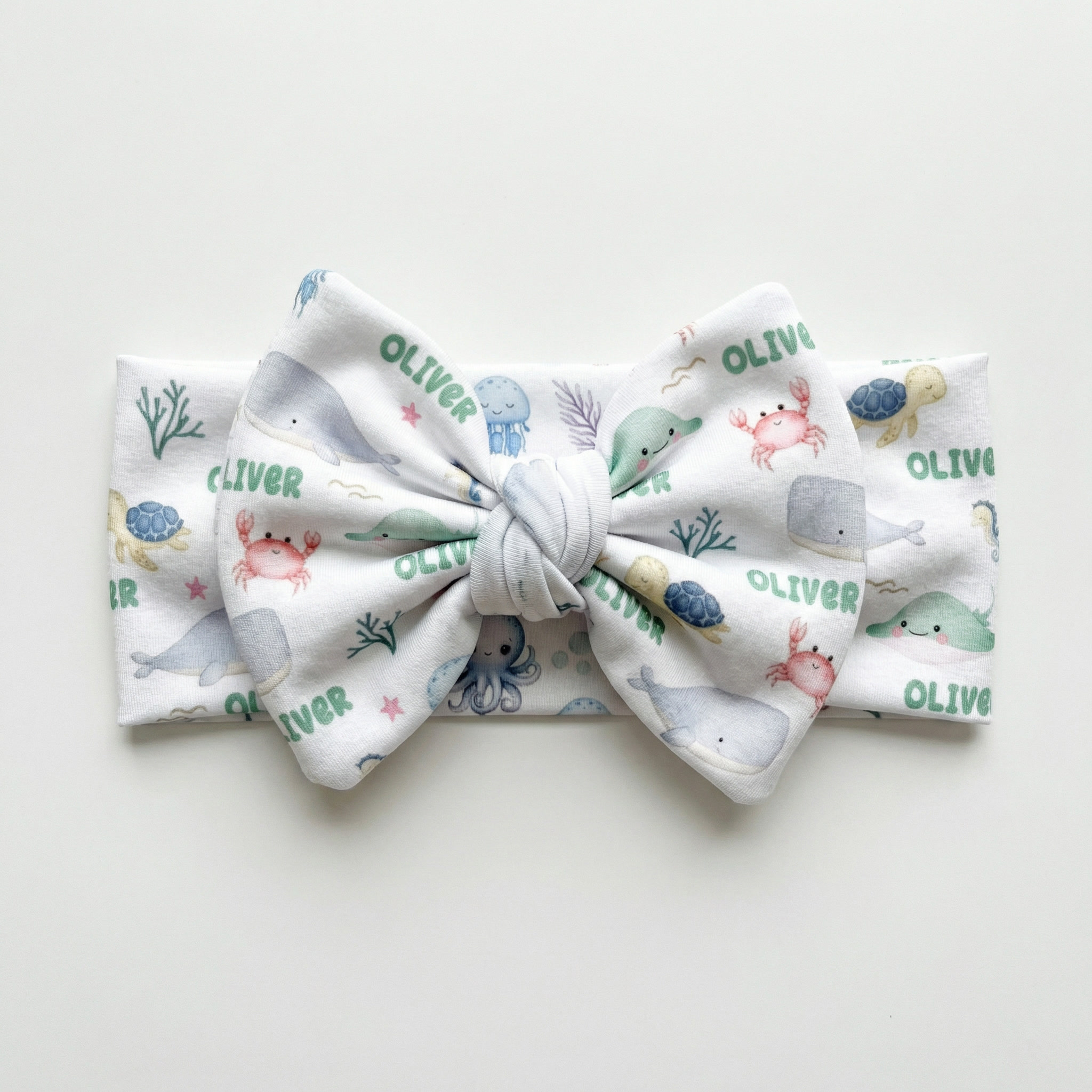 Personalized Bow Headband in Sea Animals