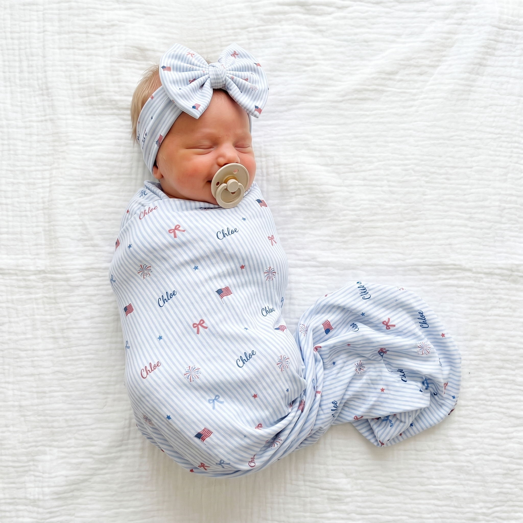 Personalized Bow Headband in Patriotic