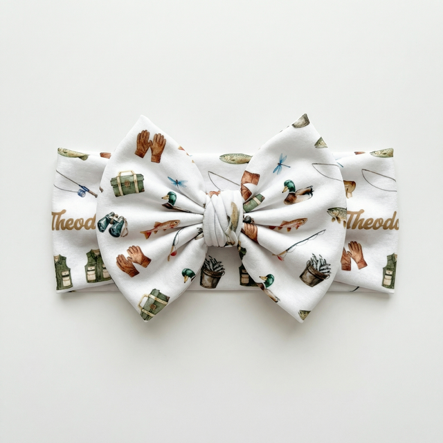 Personalized Bow Headband in Fishing Buddy
