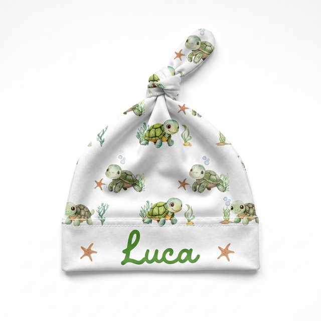 Personalized Knotted Hat in Sea Turtle