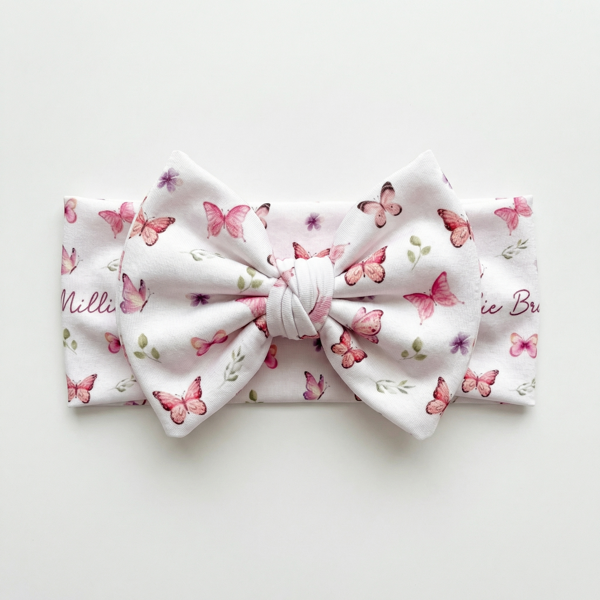 Personalized Bow Headband in Pink Butterfly