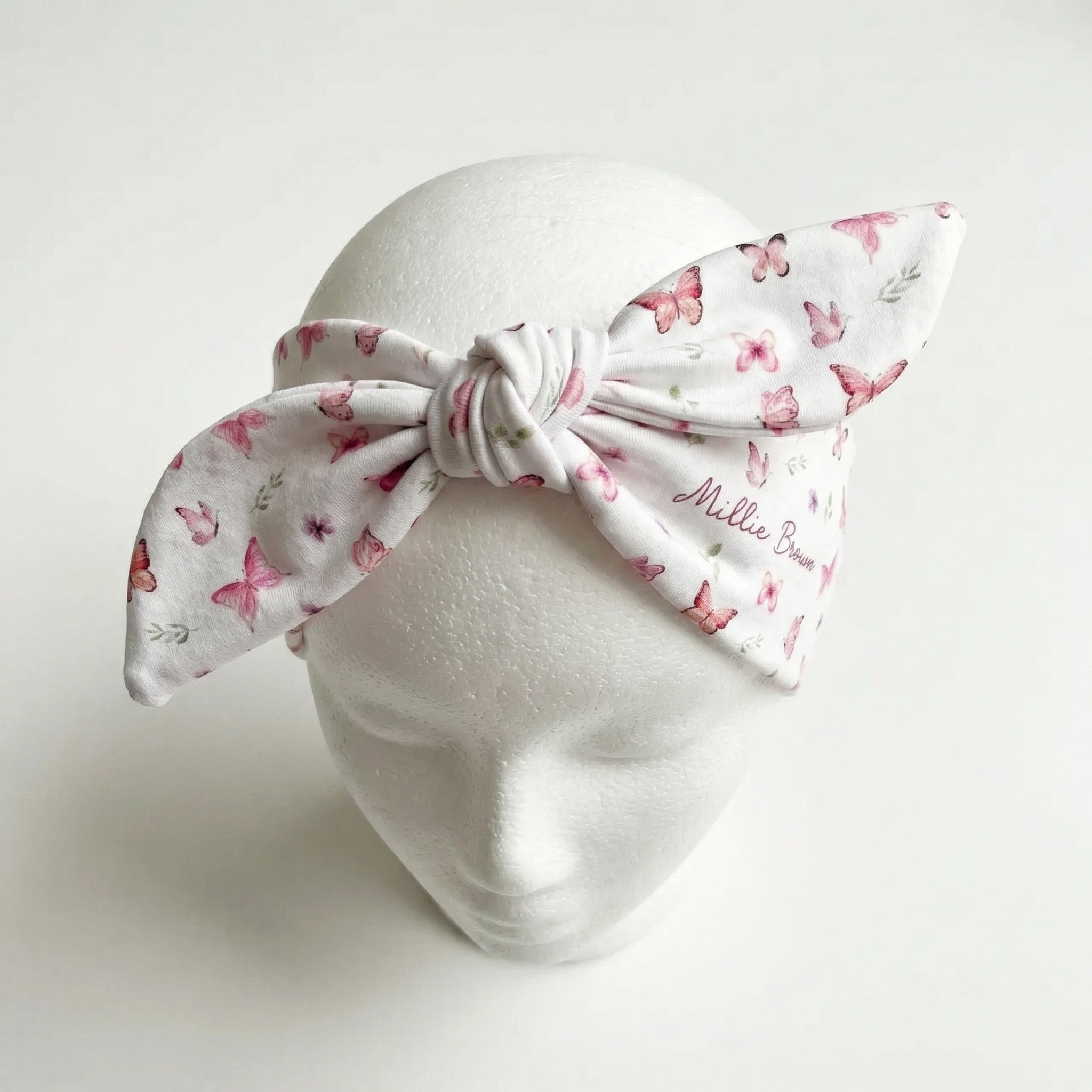 Personalized Knotted Headband in Pink Butterfly