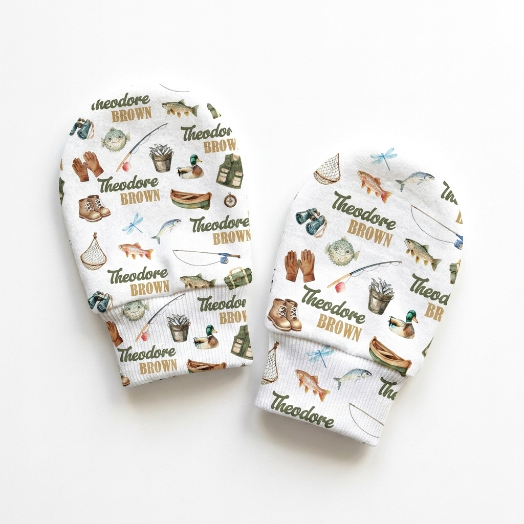 Personalized Mittens in Fishing Buddy