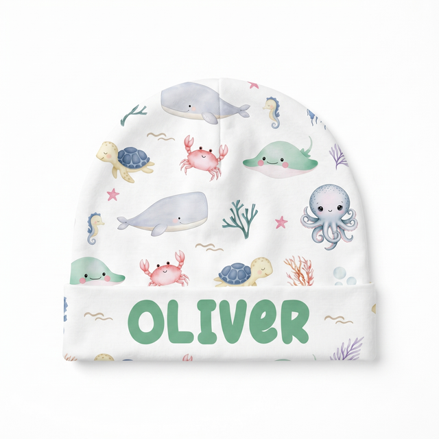 Personalized Beanie in Sea Animals