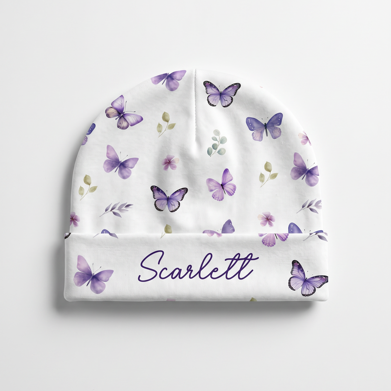 Personalized Beanie in Purple Butterfly