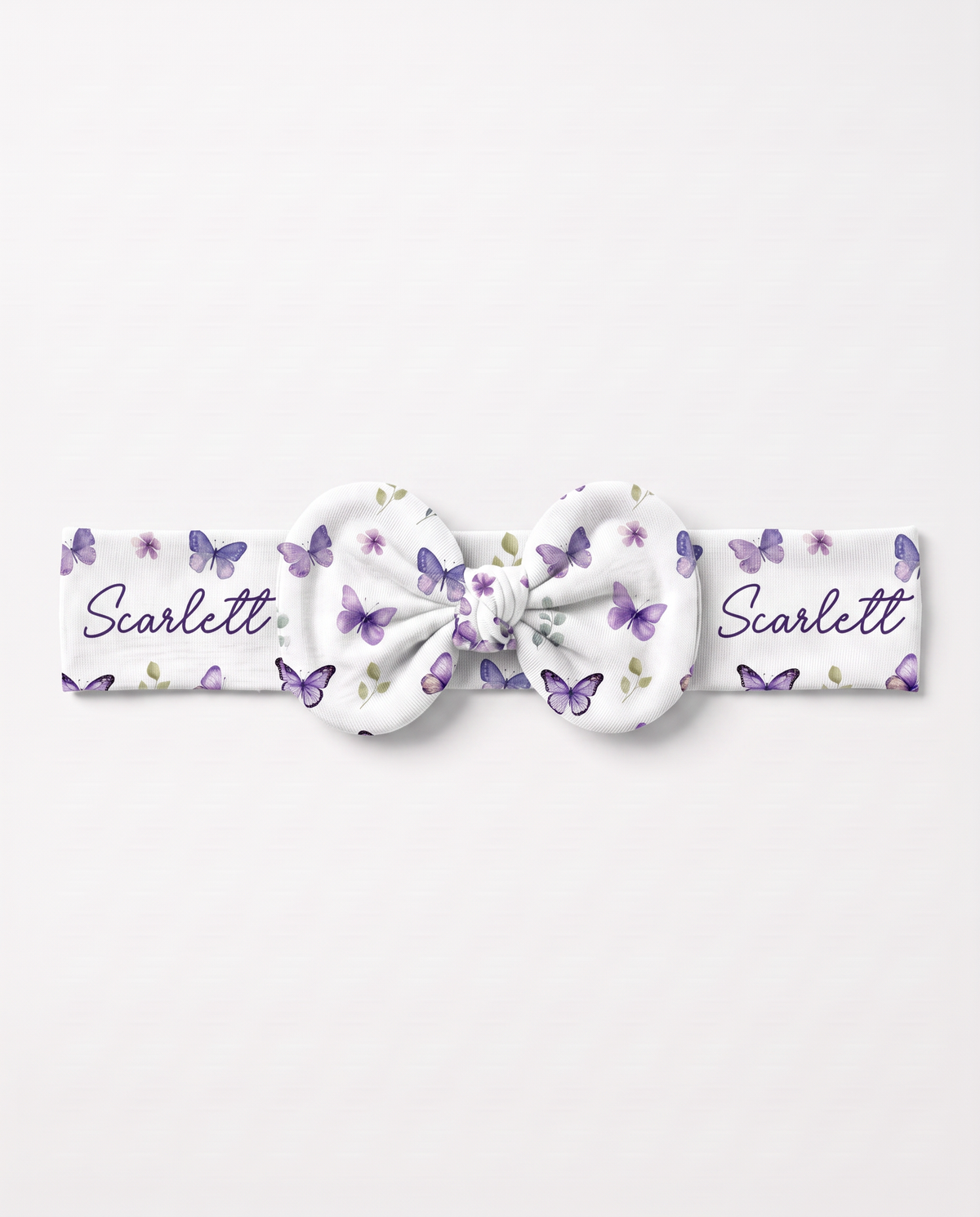 Personalized Bow Headband in Purple Butterfly