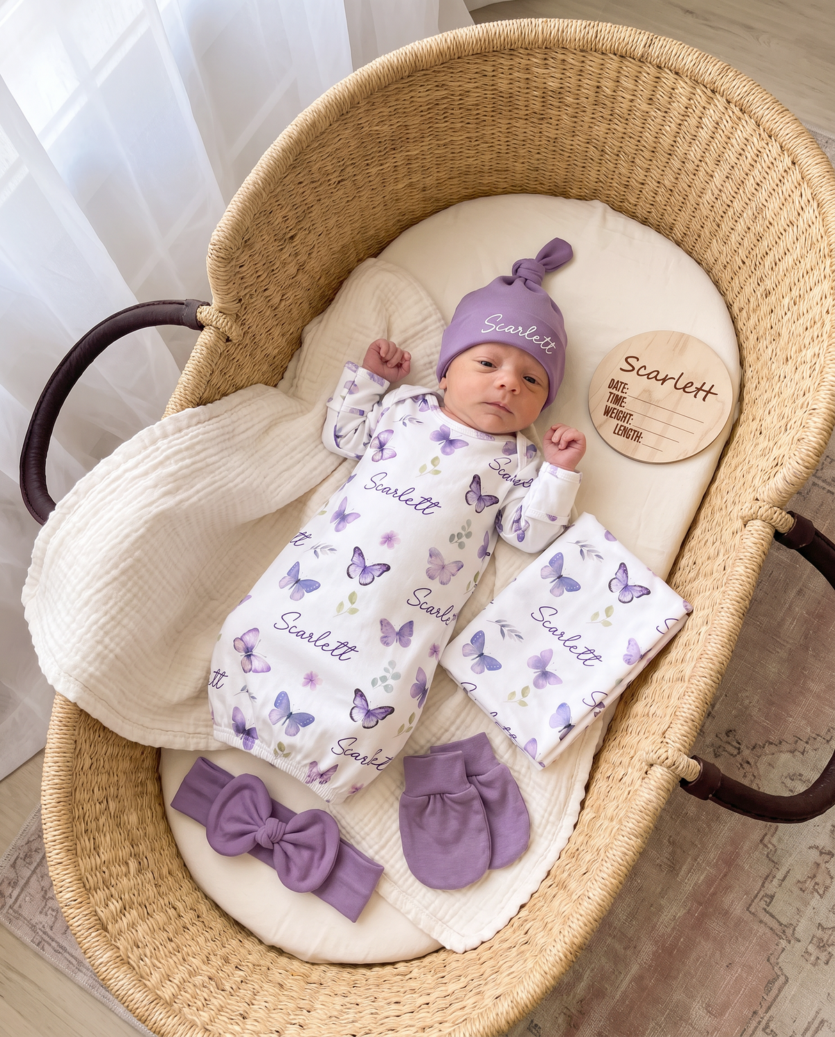 The Ultimate Gift Set with Wood Sign in Purple Butterfly
