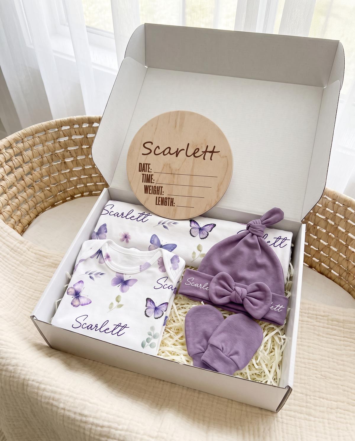 The Ultimate Gift Set with Wood Sign in Purple Butterfly