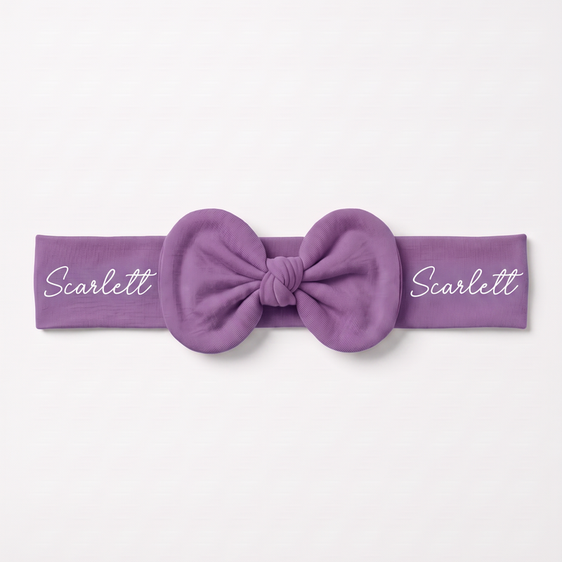 Personalized Bow Headband in Purple