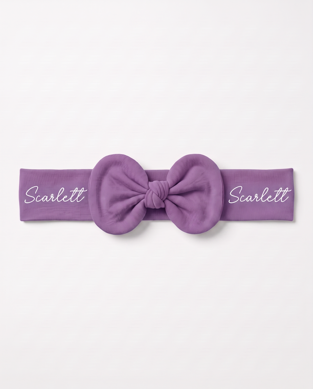 Personalized Bow Headband in Purple