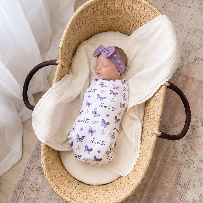 Personalized Bow Headband in Purple
