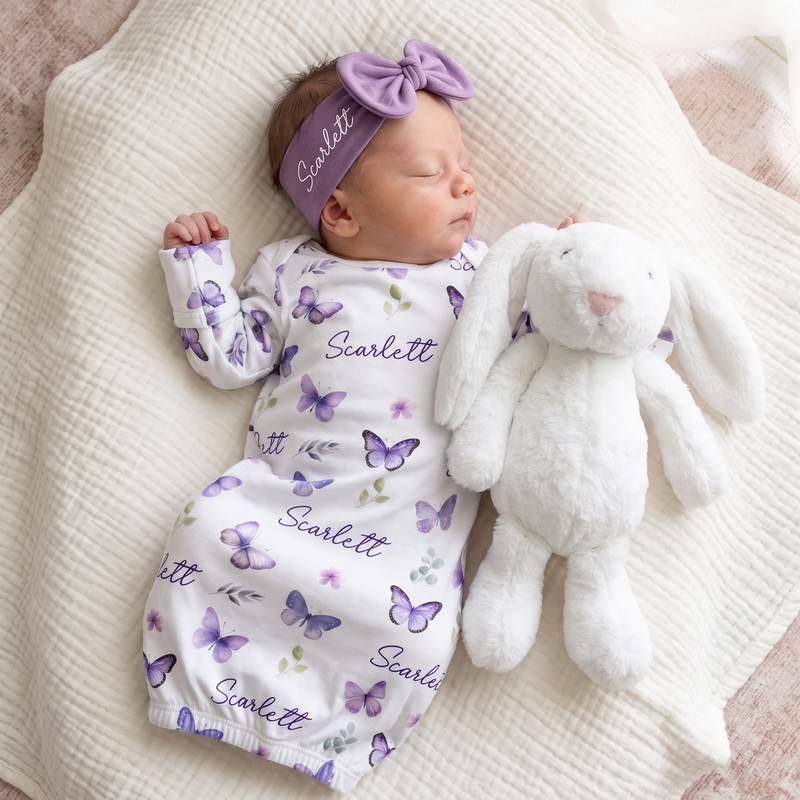Personalized Bow Headband in Purple