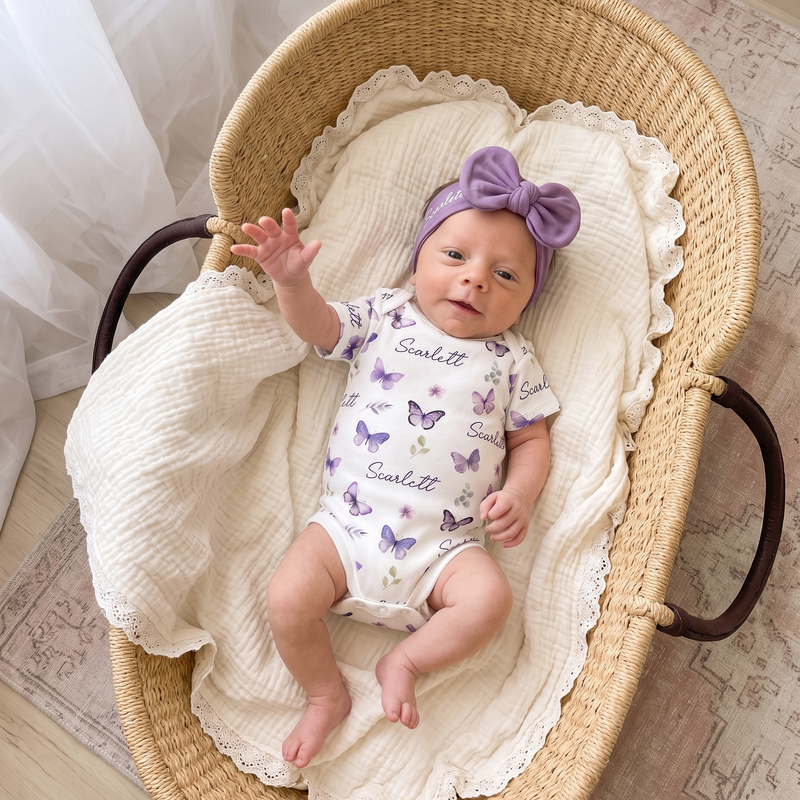 Personalized Bow Headband in Purple
