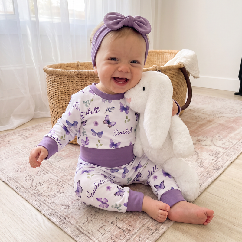 Personalized Bow Headband in Purple