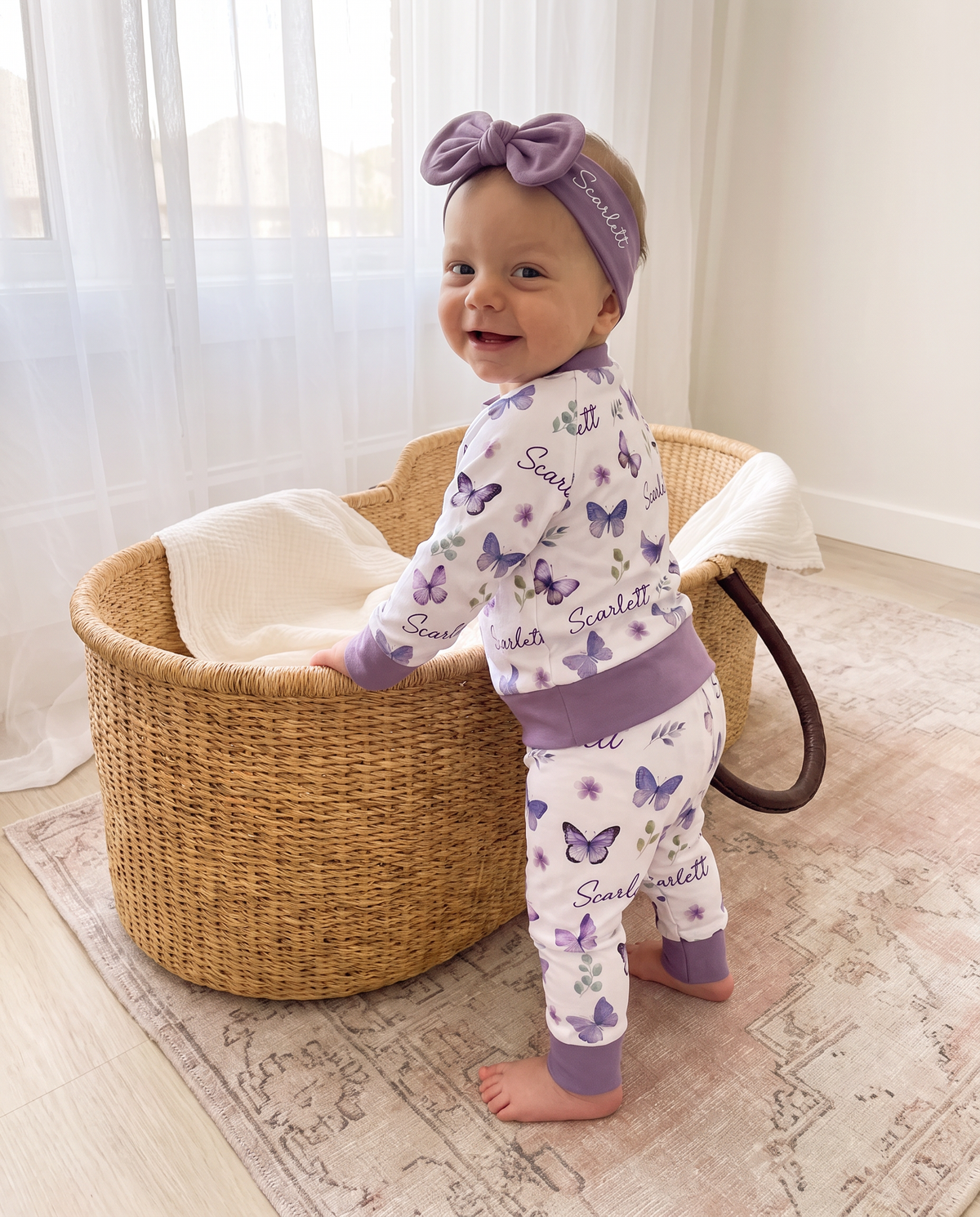 Personalized Bow Headband in Purple