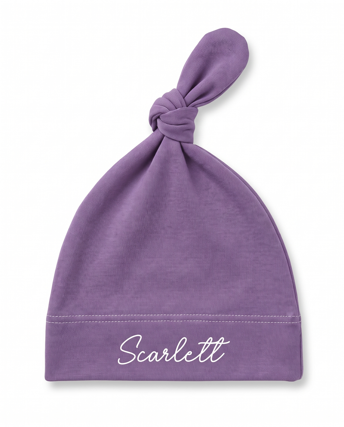 Personalized Knotted Hat in Purple