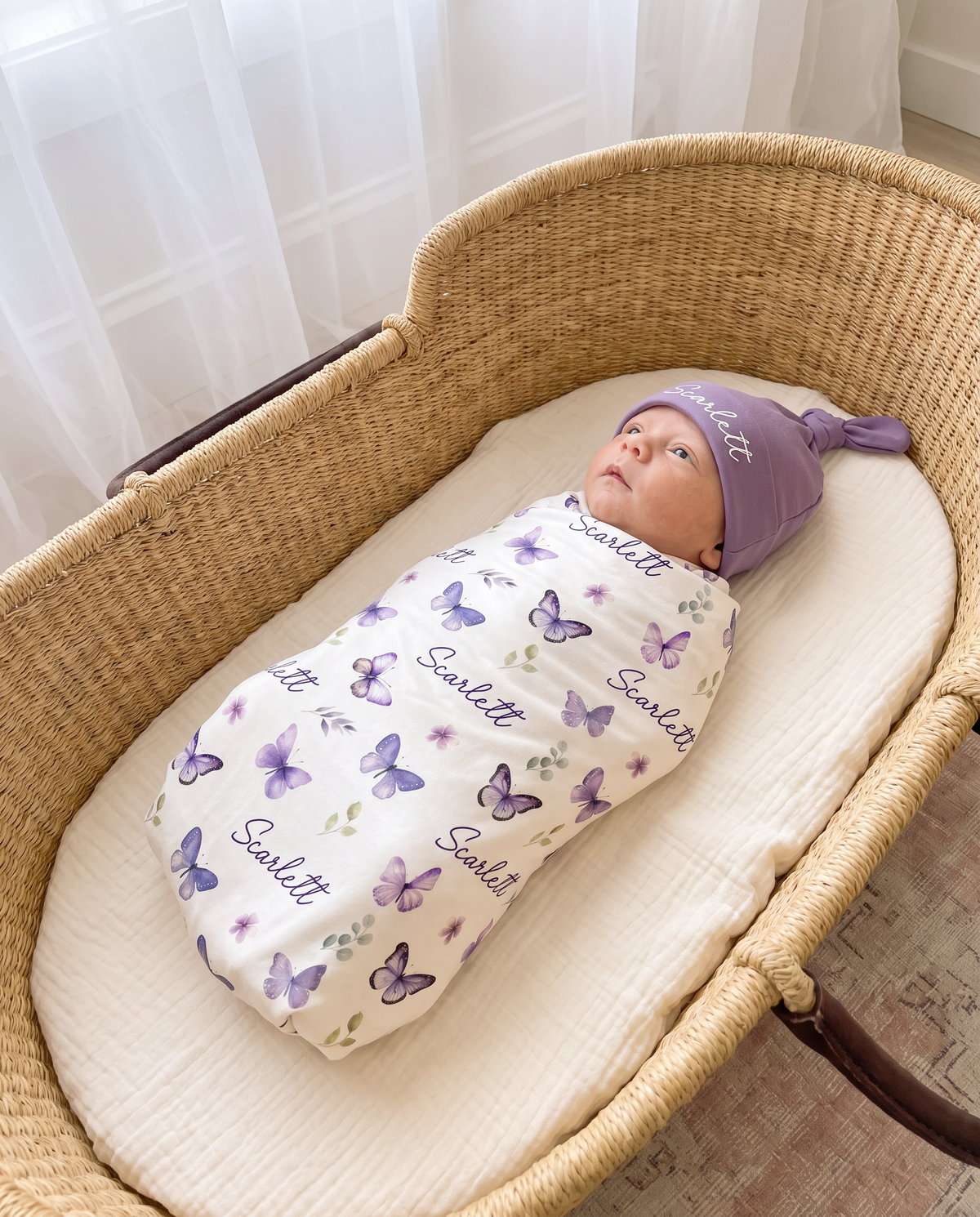 Personalized Knotted Hat in Purple
