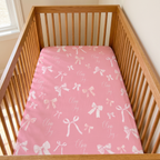 Personalized Crib Sheet in Pink Coquette Bow
