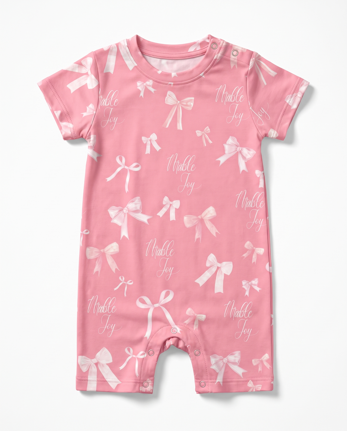 Personalized Snap Romper in Pink Coquette Bow