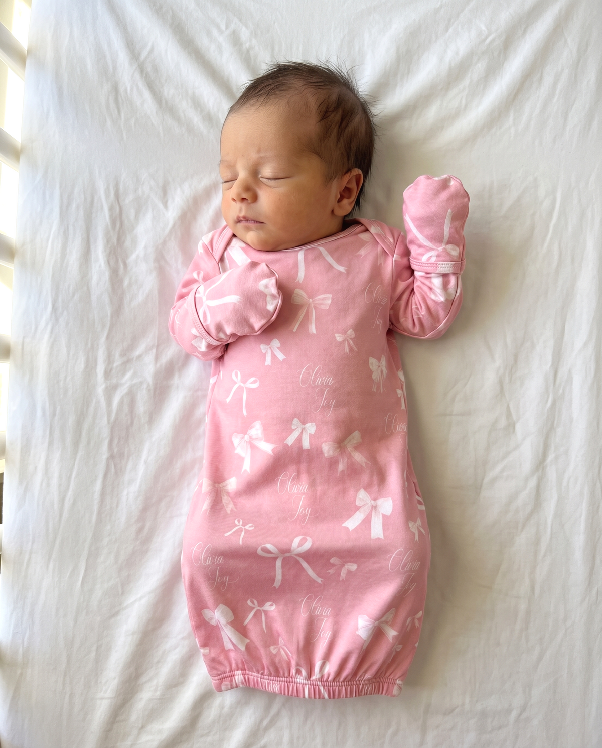 Personalized Sleep Gown in Pink Coquette Bow