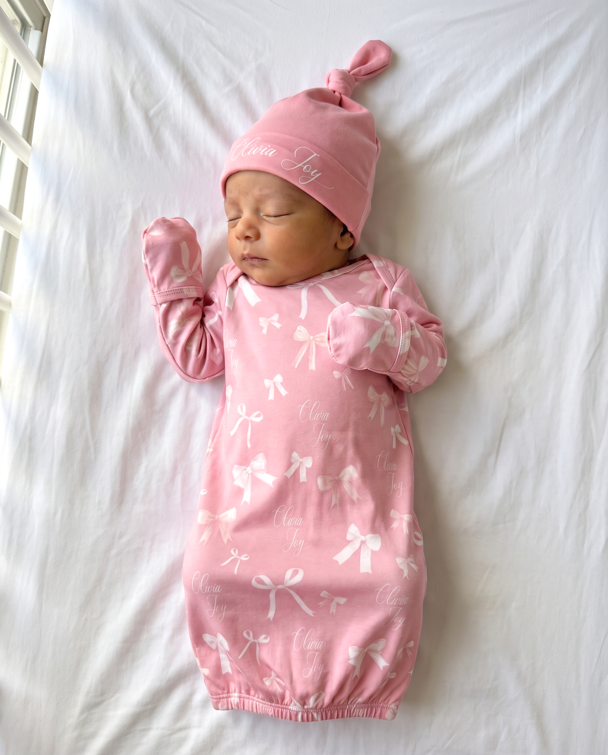 Personalized Sleep Gown in Pink Coquette Bow