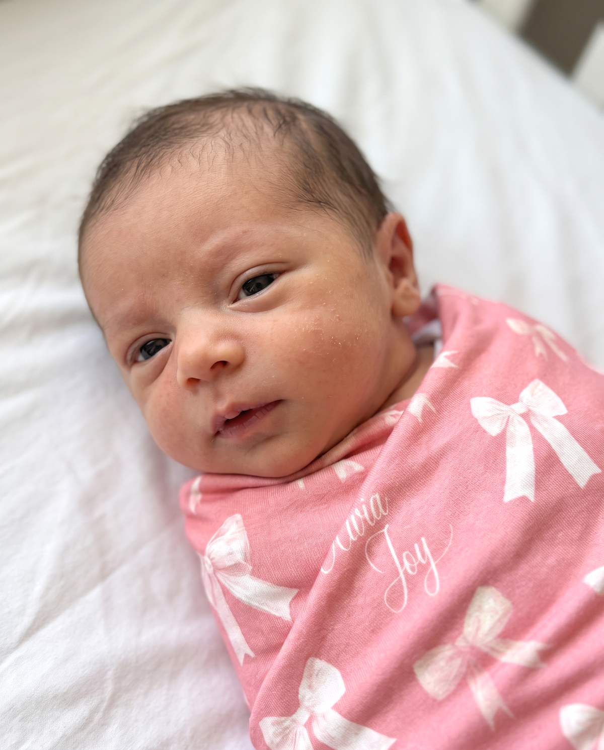 Personalized Swaddle in Pink Coquette Bow