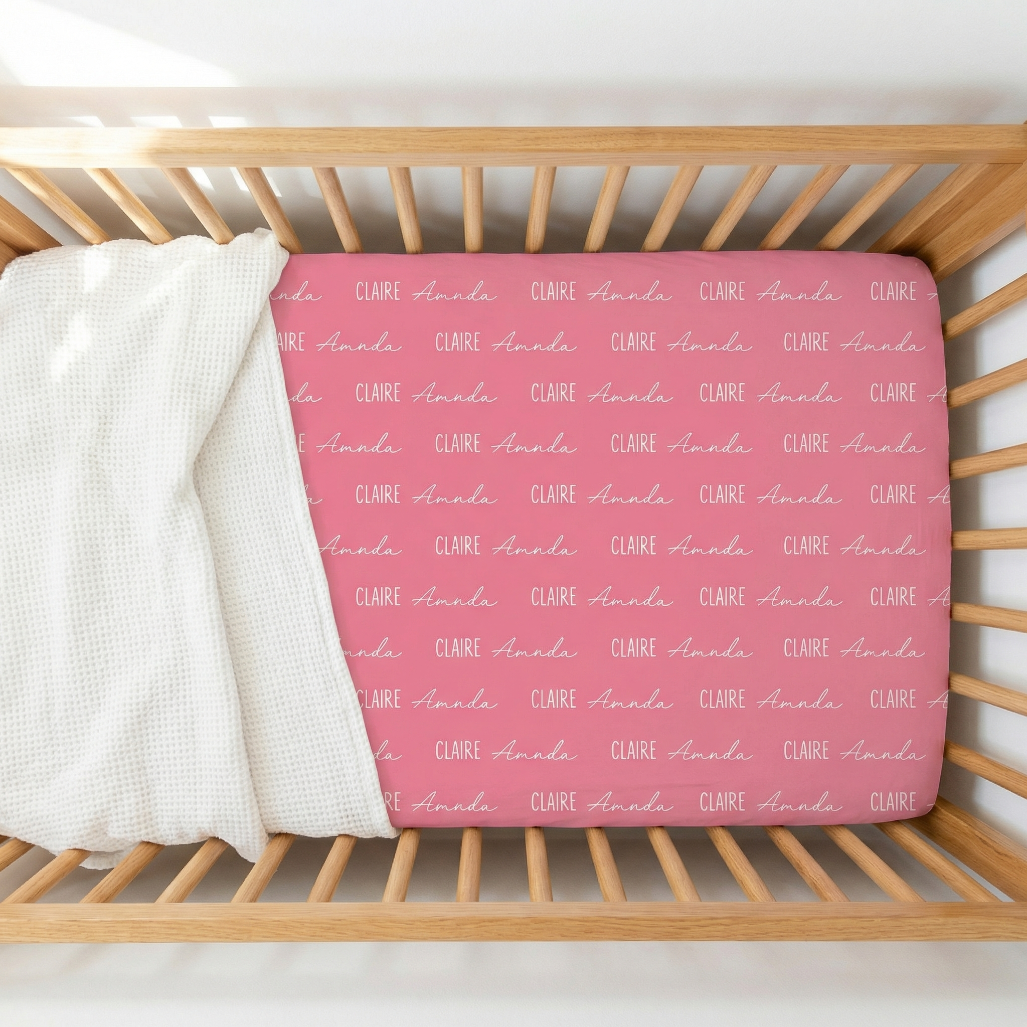 Personalized Crib Sheet Font Duo in Peony