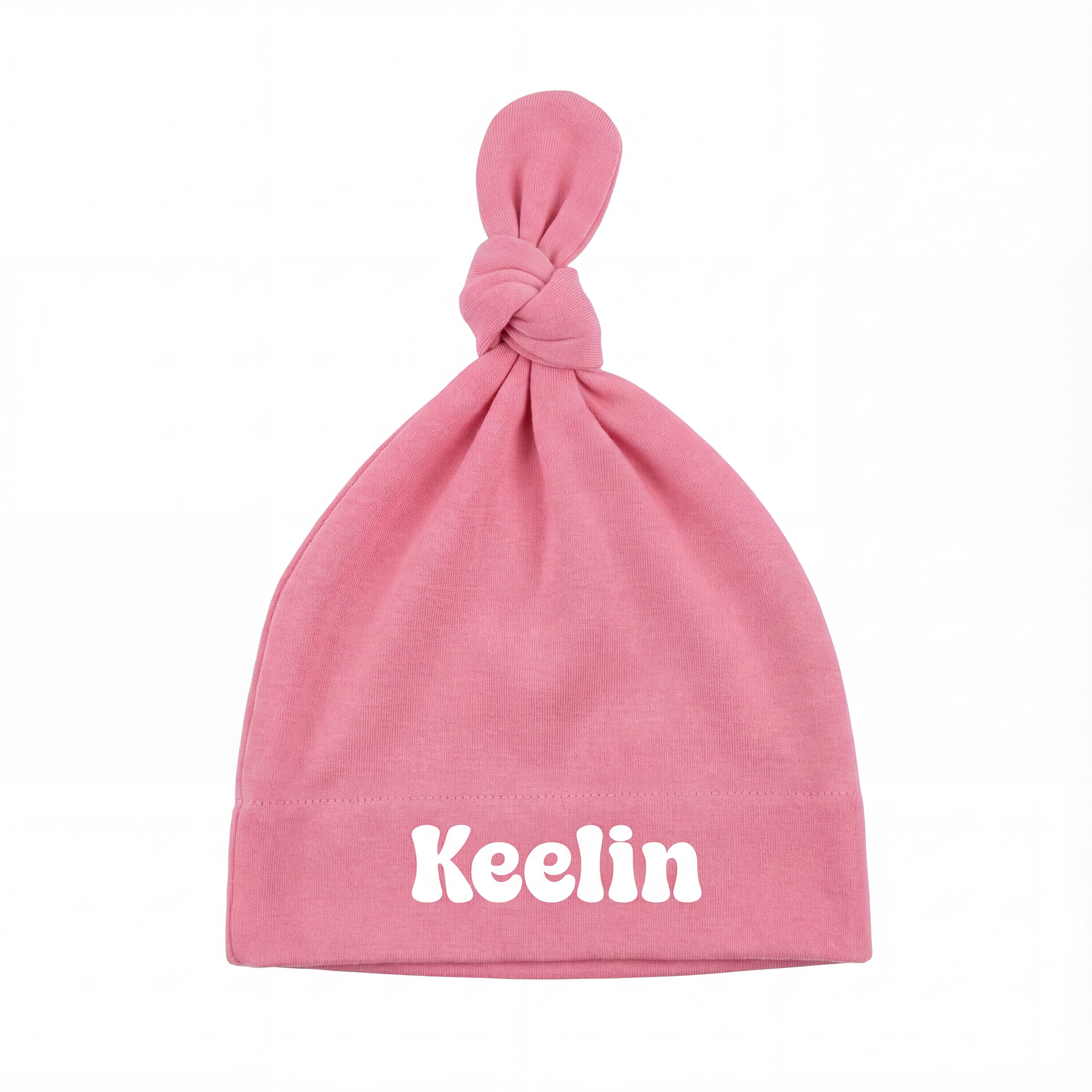 Personalized Knotted Hat in Peony