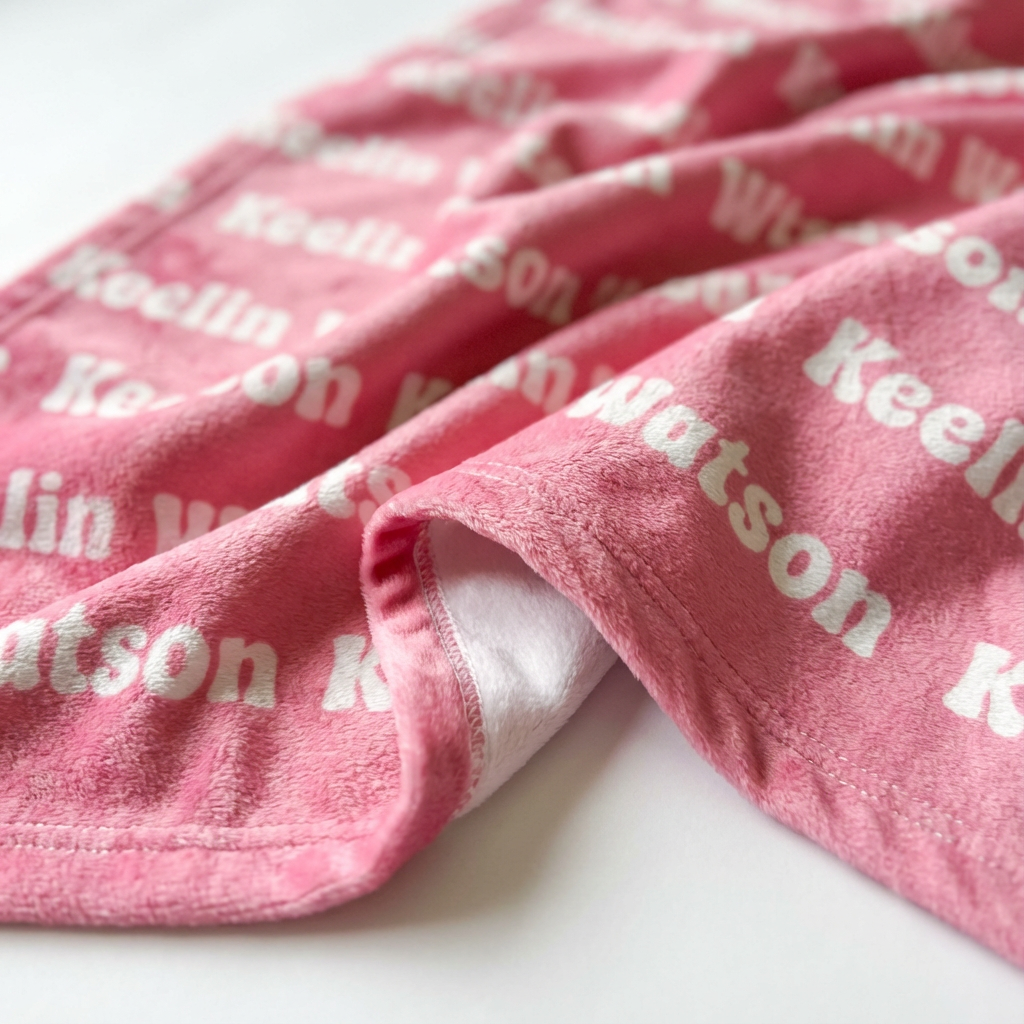 Personalized Minky Blanket Bubble Font in Peony