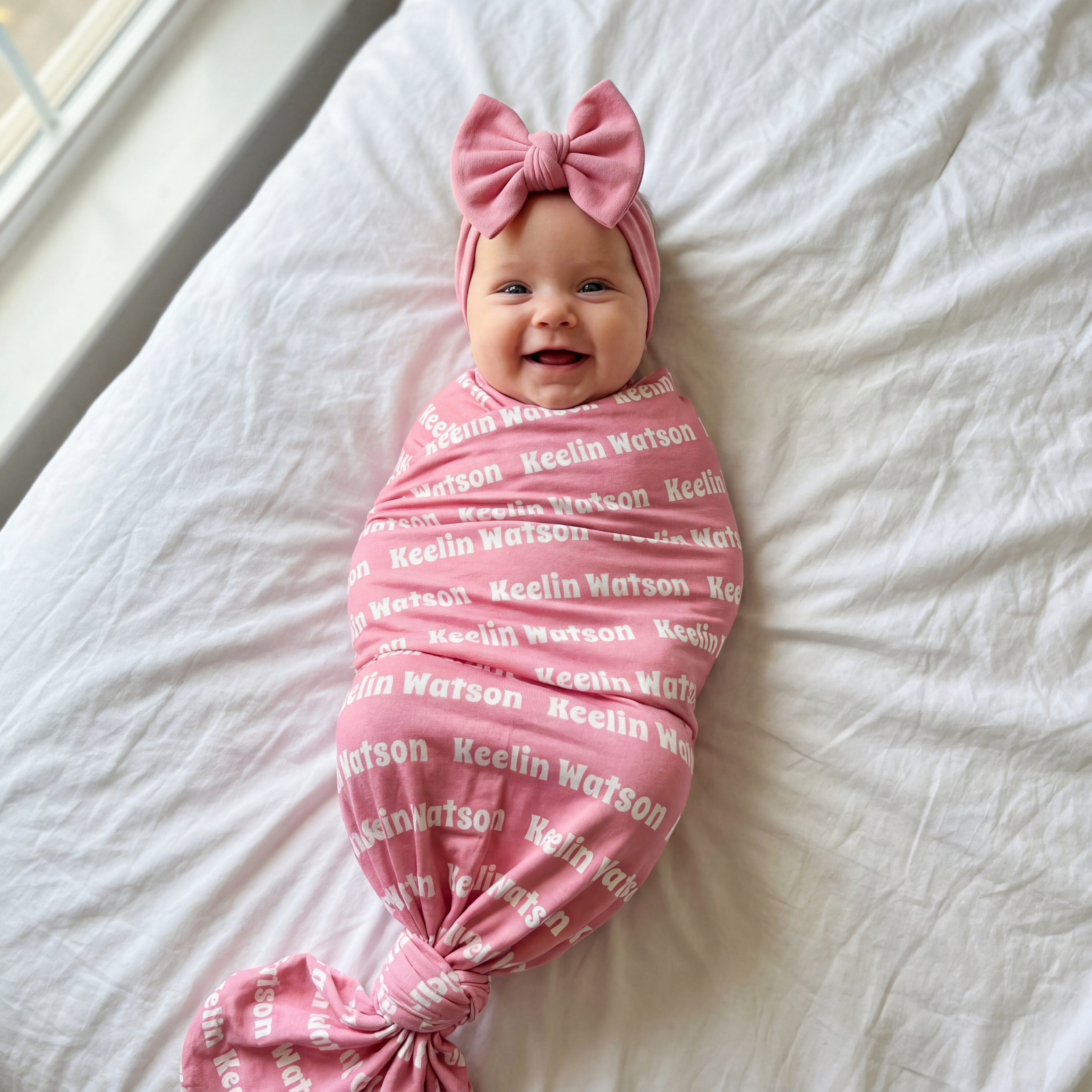 Personalized Swaddle Bubble Font in Peony