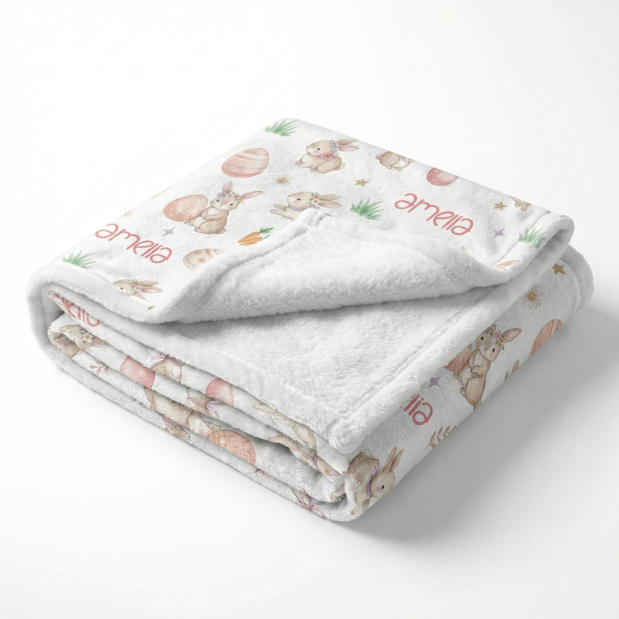 Personalized Blanket in Pink Easter Eggs
