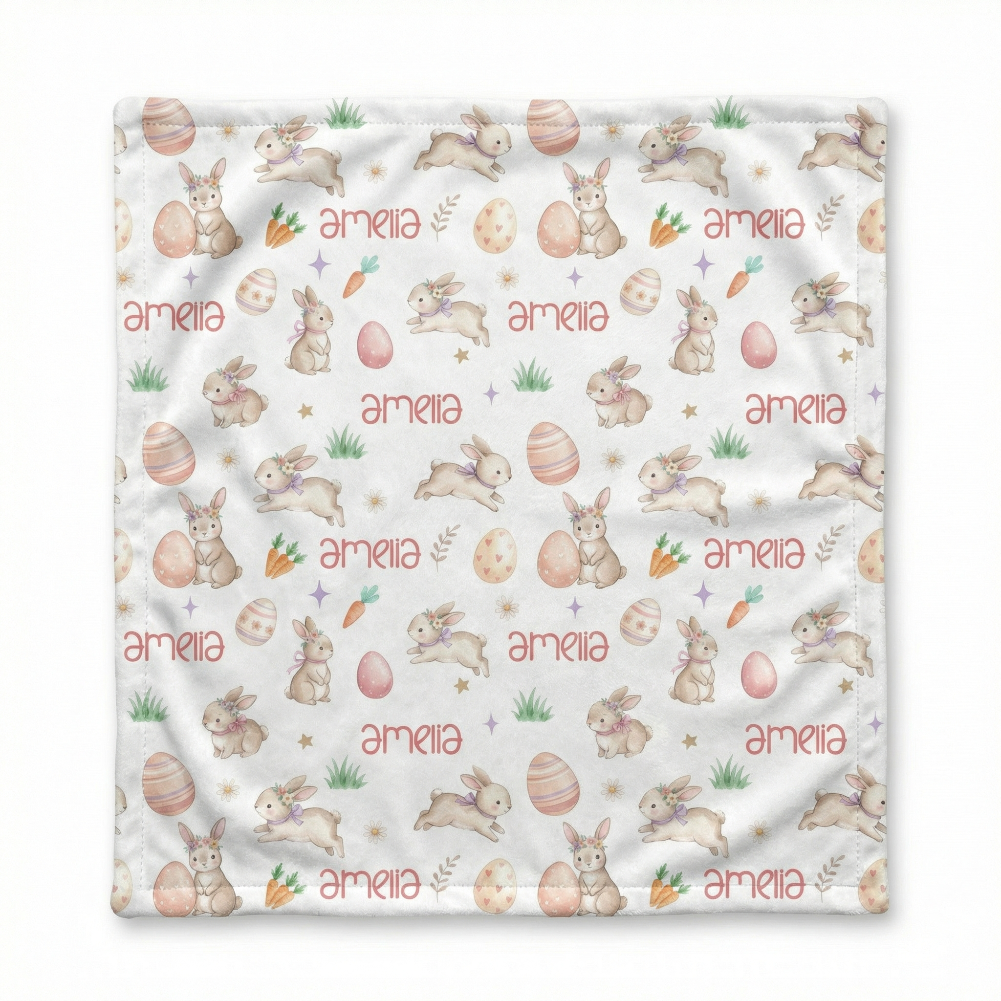 Personalized Lovey Blanket in Pink Easter Eggs