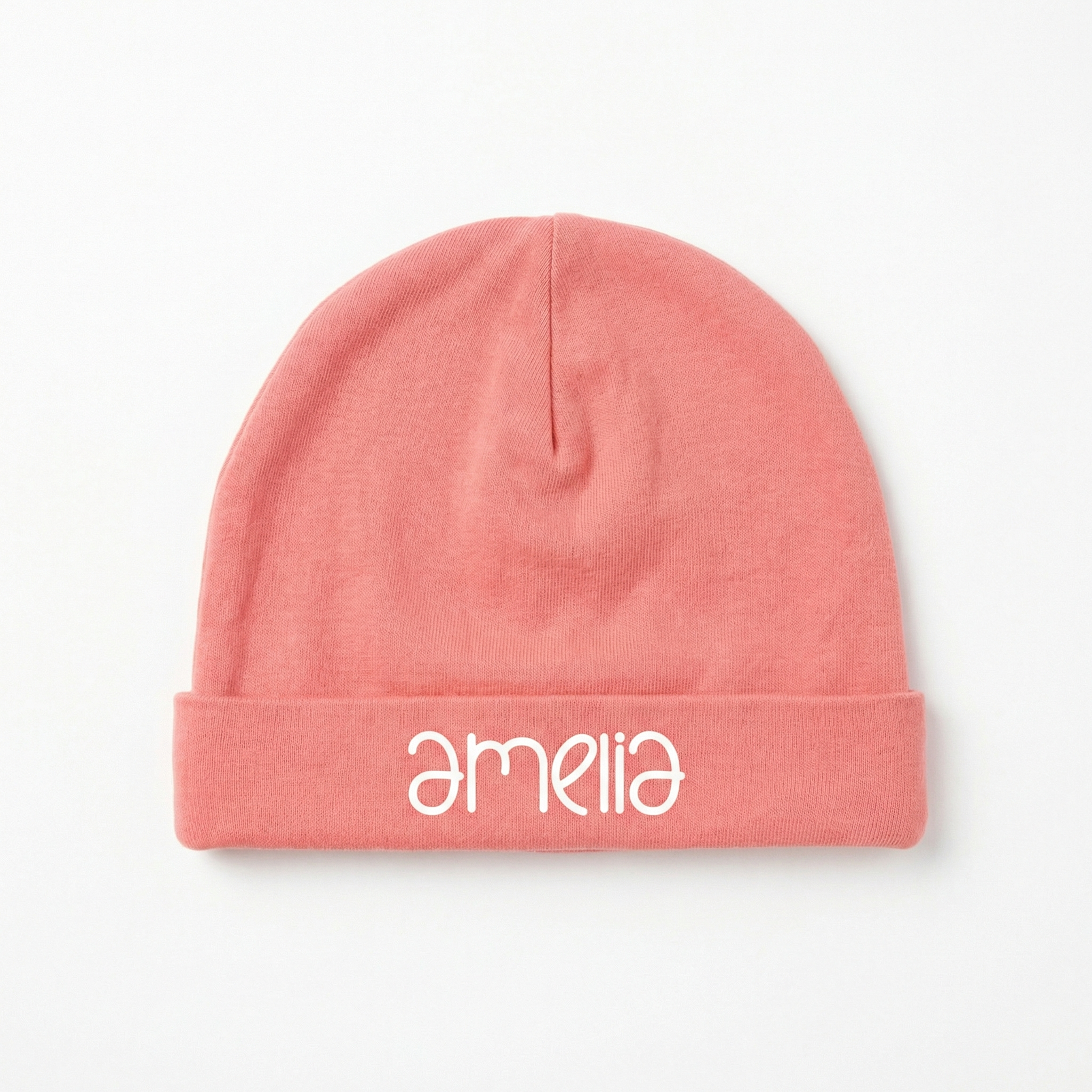 Personalized Beanie in Coral Pink