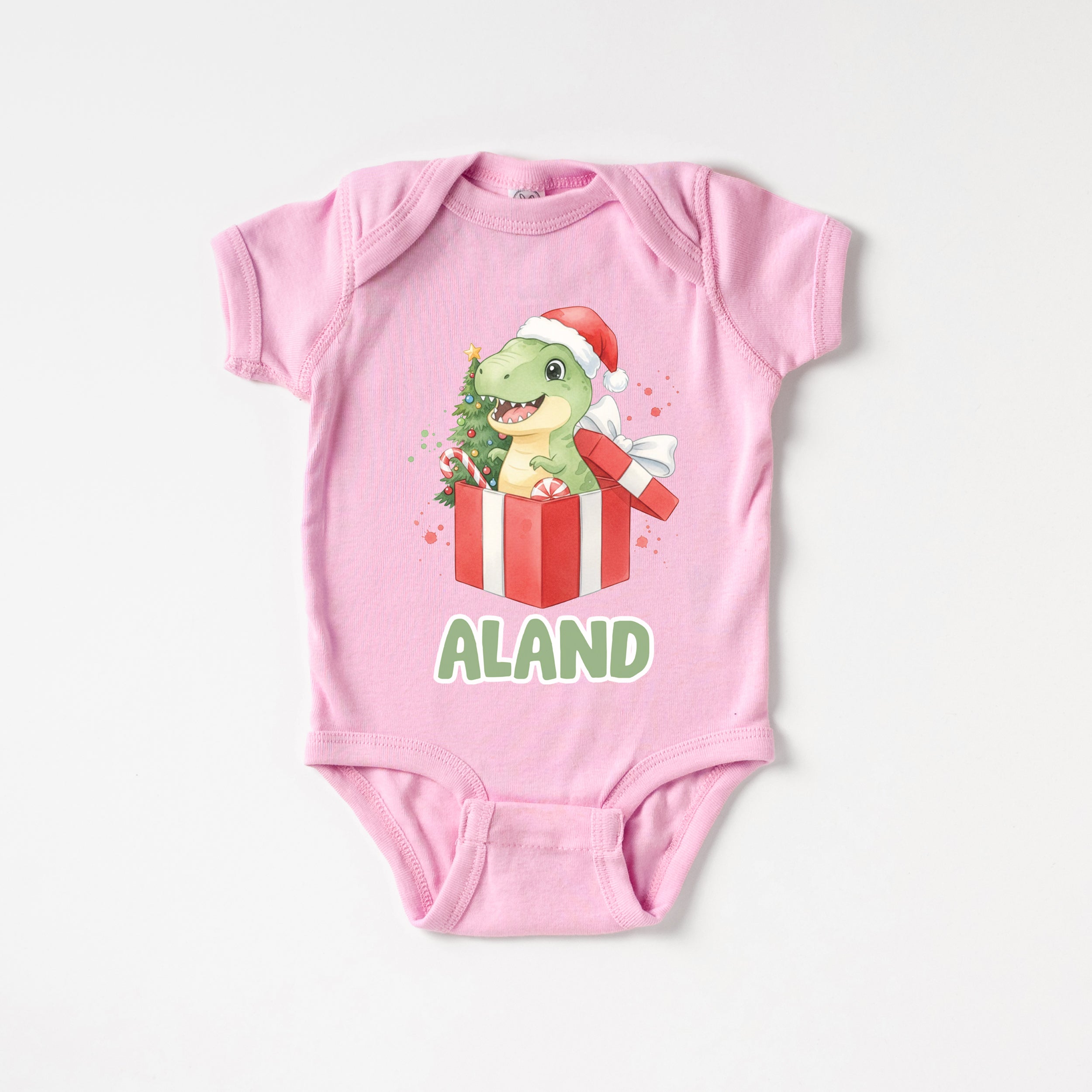 Personalized Graphic Bodysuit in Dinosaur's Christmas